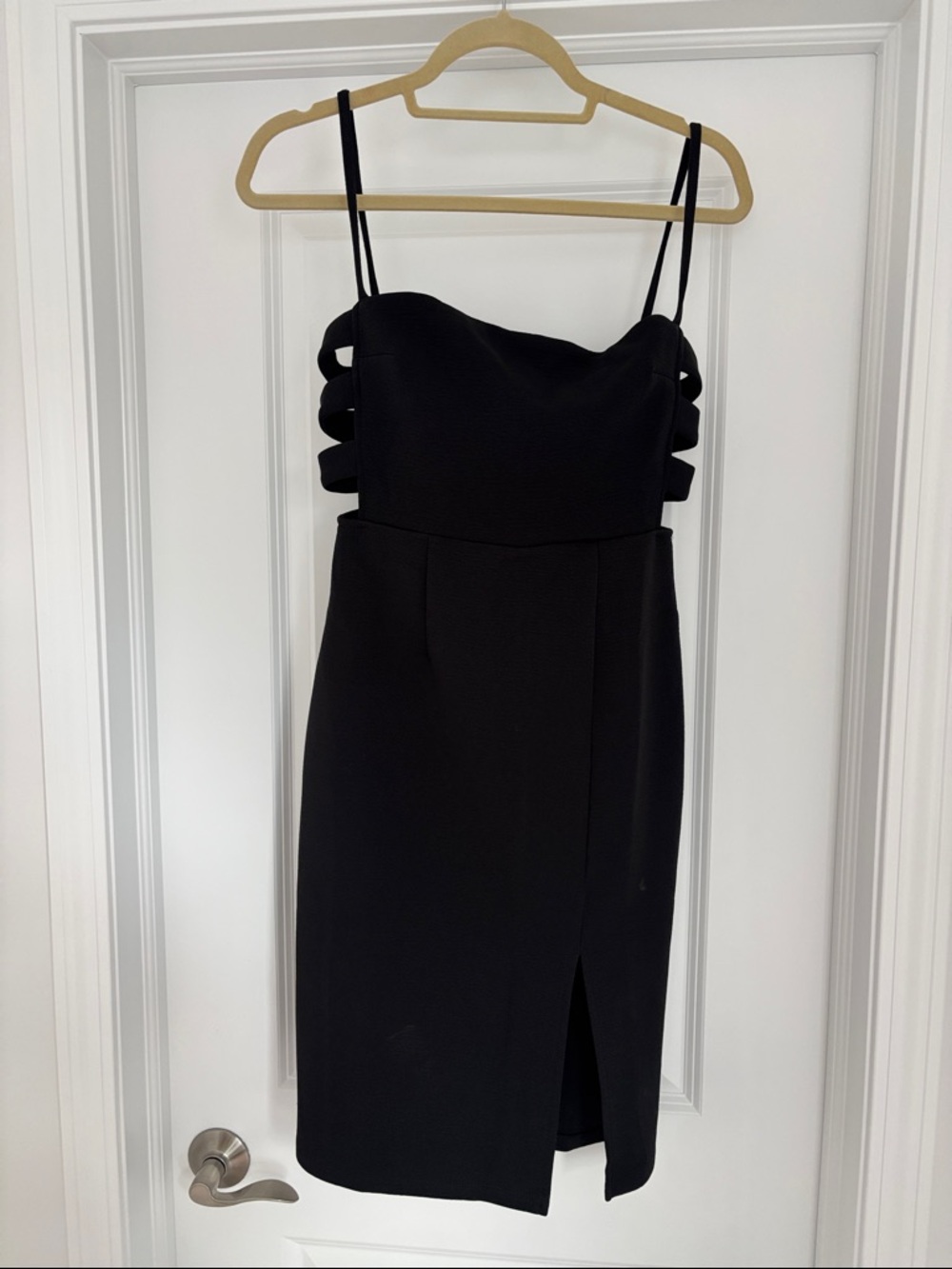 Trixxi Black Strappy Midi Dress with Side Slit